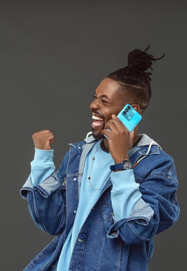 Happy recipient checking airtime on phone